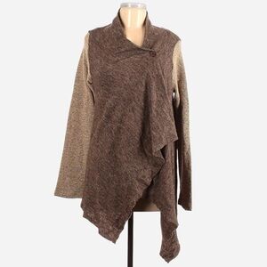 Mystree Asymmetrical Brown and Tan Cardigan